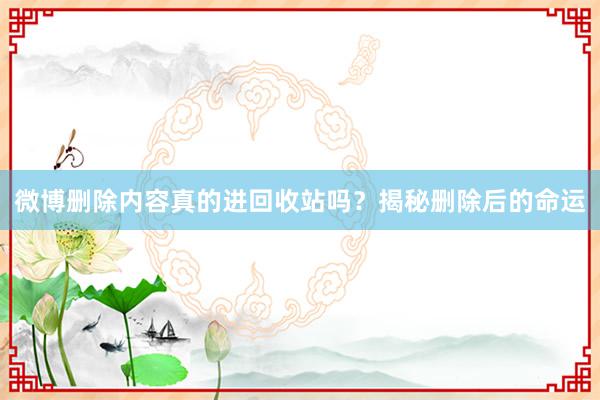 微博删除内容真的进回收站吗？揭秘删除后的命运